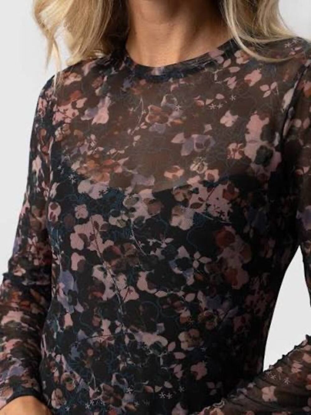 Saint + Sofia Marlene Mesh Tee in the Twilight Floral print NWT Size 4